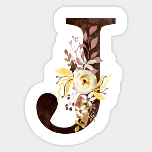 Floral Monogram J Lovely Autumn Foliage Sticker